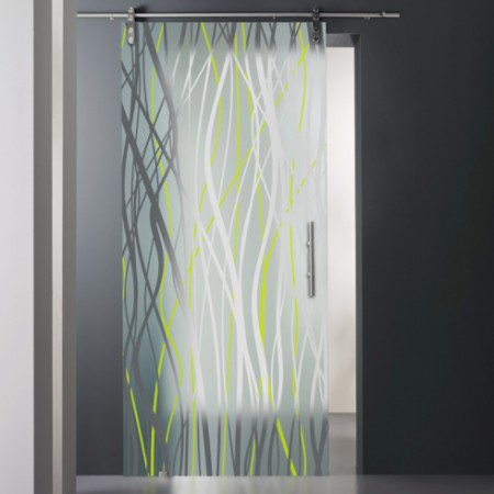 Porta scorevole tutto vetro esterno muro